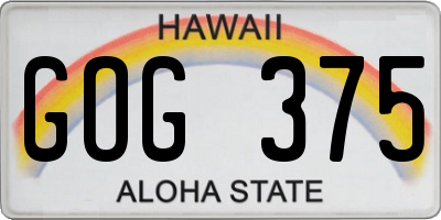 HI license plate GOG375