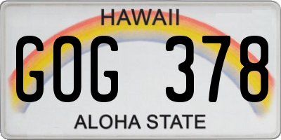 HI license plate GOG378