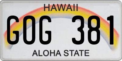 HI license plate GOG381