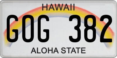 HI license plate GOG382