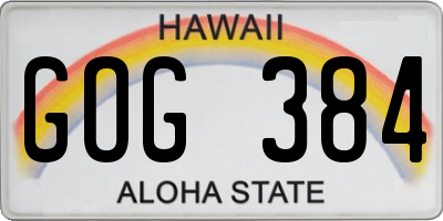 HI license plate GOG384
