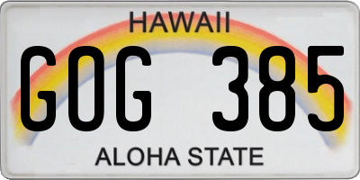 HI license plate GOG385