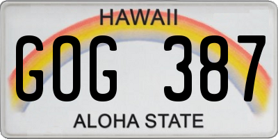HI license plate GOG387