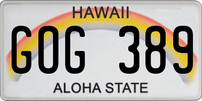 HI license plate GOG389