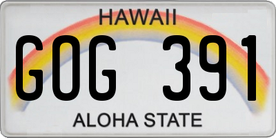 HI license plate GOG391