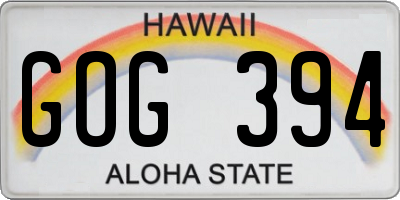 HI license plate GOG394