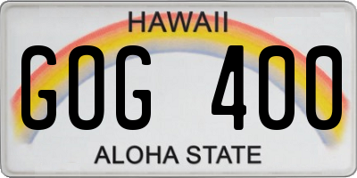 HI license plate GOG400