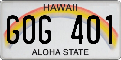 HI license plate GOG401