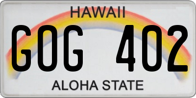 HI license plate GOG402