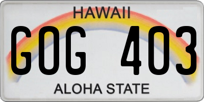 HI license plate GOG403