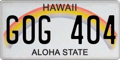 HI license plate GOG404