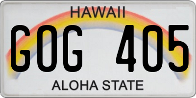 HI license plate GOG405