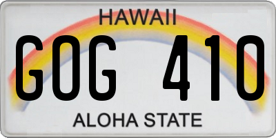 HI license plate GOG410
