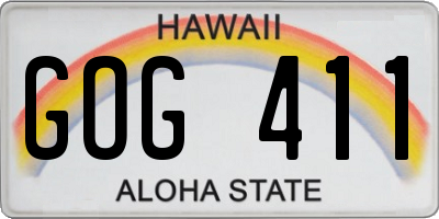HI license plate GOG411