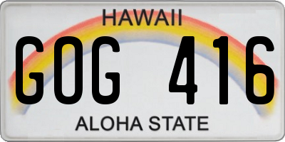 HI license plate GOG416
