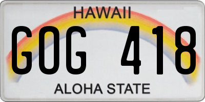 HI license plate GOG418