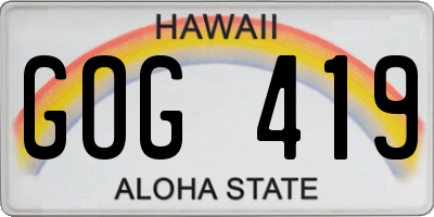 HI license plate GOG419