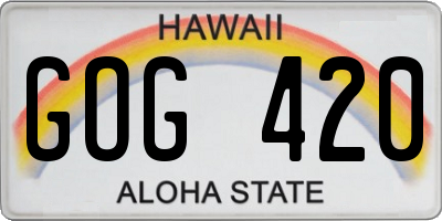 HI license plate GOG420