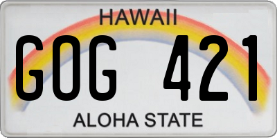 HI license plate GOG421