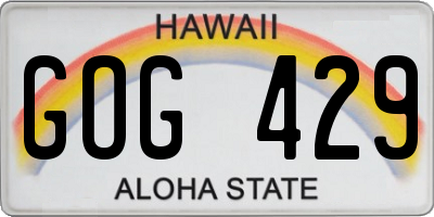HI license plate GOG429
