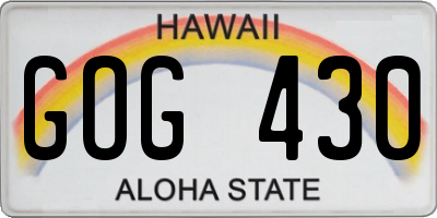 HI license plate GOG430
