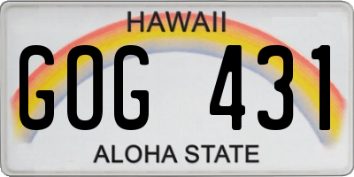 HI license plate GOG431