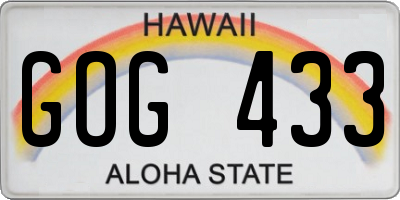 HI license plate GOG433