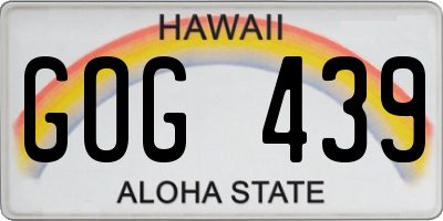 HI license plate GOG439