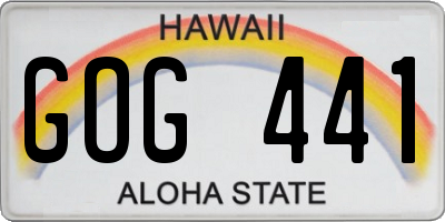HI license plate GOG441