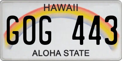 HI license plate GOG443