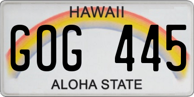 HI license plate GOG445