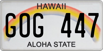 HI license plate GOG447