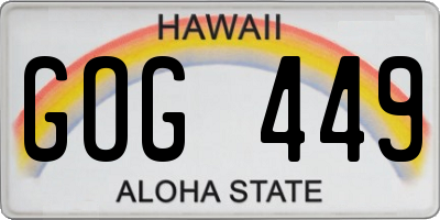 HI license plate GOG449