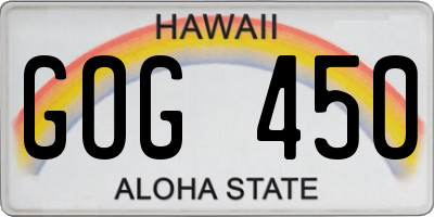 HI license plate GOG450