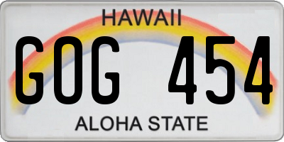 HI license plate GOG454