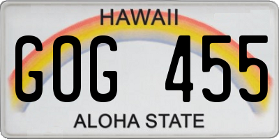 HI license plate GOG455