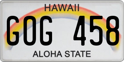 HI license plate GOG458