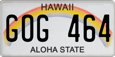 HI license plate GOG464