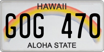 HI license plate GOG470