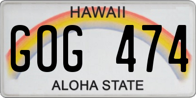 HI license plate GOG474