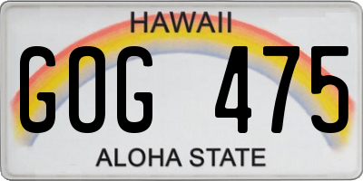 HI license plate GOG475