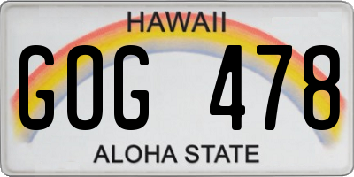 HI license plate GOG478