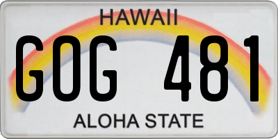 HI license plate GOG481