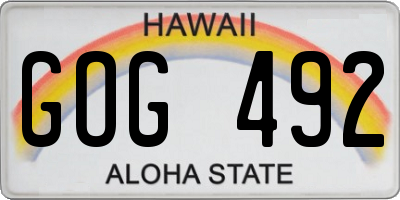 HI license plate GOG492