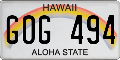 HI license plate GOG494