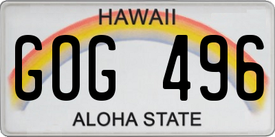 HI license plate GOG496