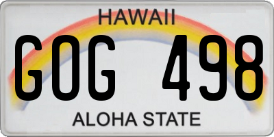 HI license plate GOG498