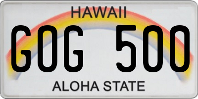 HI license plate GOG500