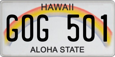 HI license plate GOG501