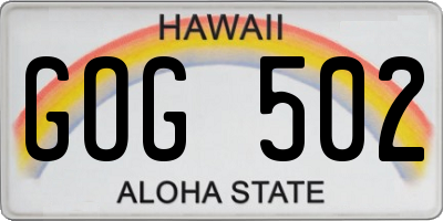 HI license plate GOG502